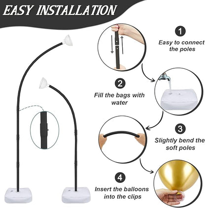 AerWo [Upgraded] Balloon Arch Kit Stand, 8.2ft+6ft Half Arch Balloon Stand with Base, Free Bending Top Balloon Arch Frame Curve for Floor, Perfect Birthday Wedding Halloween Decorations
