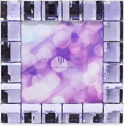 Isaac Jacobs Decorative Sparkling Light Purple Jewel Picture Frame, Photo Display & Home Décor (4x4, Light Purple)