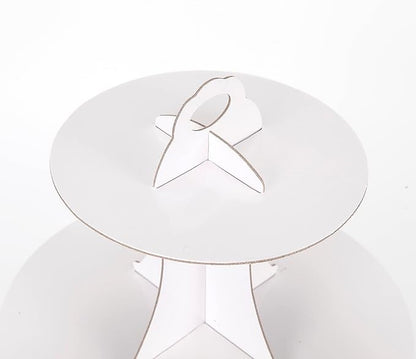 2Pcs 3-Tier Cupcake Stand, Cake Stand holder, Tiered DIY Cupcake Stand Tower for Dessert Table Displays, Birthday Theme Party Favors Decoration, Floral Tea Party, 12" W x 12.8" H, White
