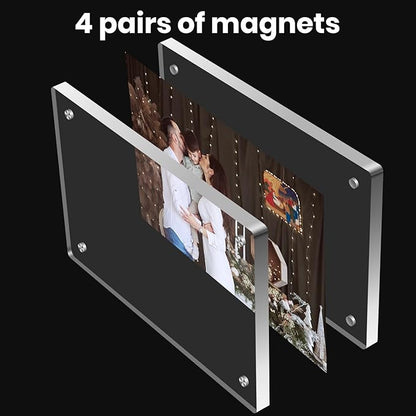Acrylic Magnetic Photo Frame, 4x6 Inch Double-sided Magnetic Photo Frame, Tabletop Frameless Postcard Display (3-Pack)
