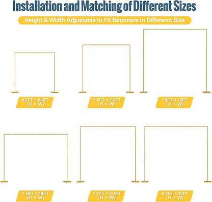 Wokceer 10x10 FT Backdrop Stand Heavy Duty Pipe and Drape Kit, Adjustable Gold Backdrop Stand for Wedding Birthday Party Photography Photo Booth Background Christmas Decoration