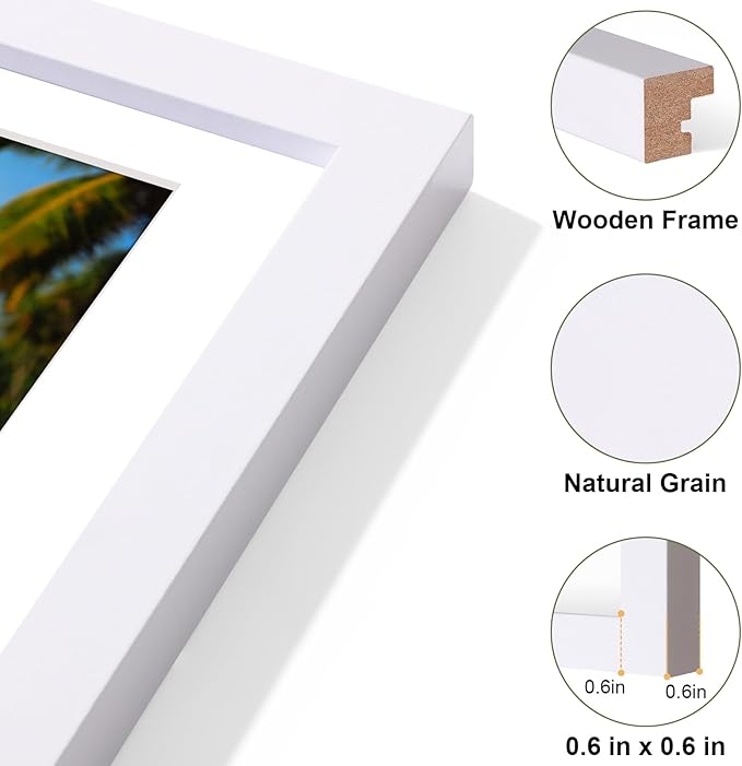 Vittanly 11x14 Collage Picture Frame, Displays 5Pcs 4x6 Pictures with Mat, Picture Frames Collage Wall Decor, White, 1 Pack