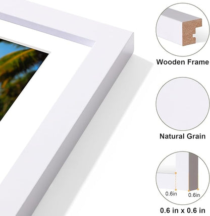 Vittanly 8x24 Collage Picture Frame, Displays 5Pcs 4x6 Pictures with Mat, Picture Frames Collage Wall Decor for Horizontal or Vertical Display, White, 1 Pack