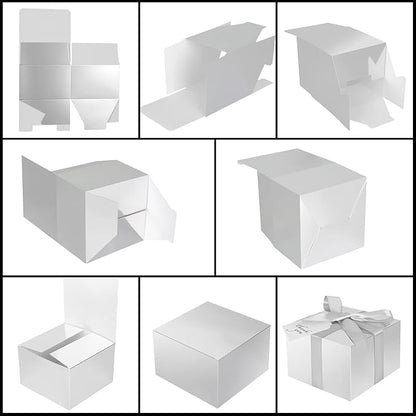 COTOPHER Small Gift Boxes 10 Pack 6x6x4 inches Silver Gift Boxes with Lids for Gifts, Crafting, Wedding Party Favor, Cupcake Box, Candy, Bridesmaids Proposal Box