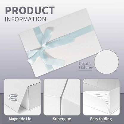 Large White Gift Box,13.75"x9"x4.5", Gift Boxes with Magnetic Lids for Presents Closure Gift Packing for Birthday,Christmas, Halloween,Wedding,Bridal Gifts,Mother's Day Gift Packging