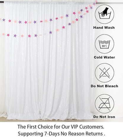 ShinyBeauty 4FTx7FT White Sequin Backdrop,Elegant Wedding & Party Decor,Sparkly Photo Background, Seamless Sequin Curtain | Perfect for Events