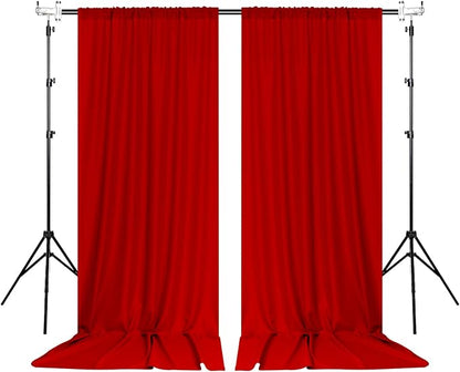 10ft x 10ft Red Backdrop Curtains for Party Valentine's Day Arch Stage Wedding Ceremony Curtains Fabric Photography Backdrop for Baby Showers Rod Pocket Home Decoration, 5ft x 10ft, 2 Panels