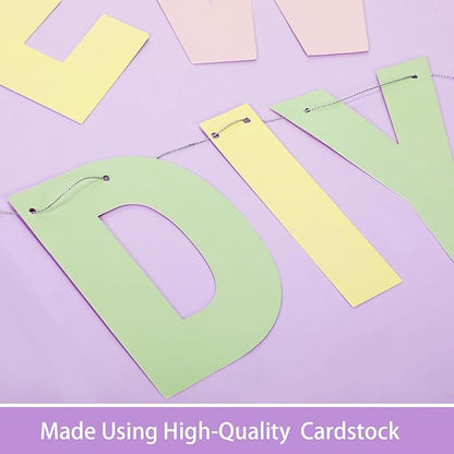 TaoBary 112 Pcs DIY Letter Kit Glitter Customizable Banner Letters Include 107 Letters and Numbers 3 Rope and 2 Needles for Birthday Halloween Christmas Wedding Valentine Party Decor(Macaron Color)