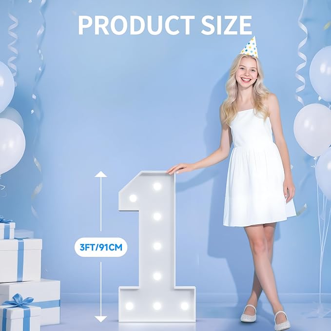 3FT Marquee Numbers 9 for 9th 19th 90th Birthday Party Decorations, Large Light Up Number 9 Sign for Anniversary Decor, Backdrop, Big Marquee Number, Pre-Cut Foam Board Kit