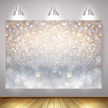 Mocsicka 7x5 Bokeh Photography Backdrop Blue Grey Spots Sparkle (No Real Glitter) Background Weeding Baby Shower Birthdat Newborn Baby Portrait Photo Studio Props (7x5ft (82x60 inch))