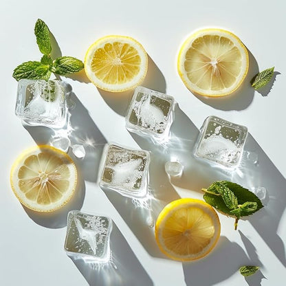 HappyFiller 22 PCS Large Crystal Square Fake Ice Cubes Acrylic Ice Rocks for Table Scatters,Vase Fillers,Party Decor,Graduations,Weddings,Anniversaries,Food Display,Floral,1 Inch