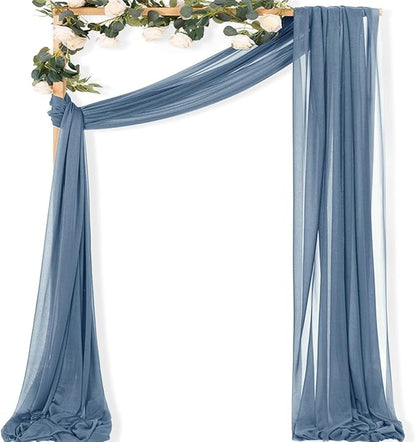 MLMC Dusty Blue Wedding Arch Draping Fabric 1 Panel 29" x 20 FT Extra Long Gauze Drapes Sheer Backdrop Curtains 6.6 Yards Outdoor Drapery Panels for Wedding Bridal Shower Party Ceiling Decoration