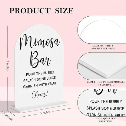 Wedding Mimosa Bar Supplies, Bridal Shower Sign White Acrylic Table Sign for Marriage Parties Anniversaries Reception Cafe Hotel Party Bar Business Event