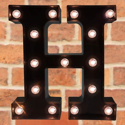 Decorative LED Illuminated Letter Marquee Sign - Alphabet Marquee Letters with Lights For Wedding Birthday Party Christmas Night Light Lamp Home Bar Decoration H, Black