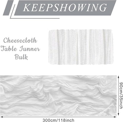 12 Pack Cheesecloth Table Runner, Runner Gauze Boho Wedding Decor Romantic Table Runner for Wedding Birthday Party(35" x 118") (White)