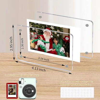 Mini Magnetic Photo Frames for Refrigerator, 2.36x3.54" Acrylic Magnetic Colorful Picture Frames, 2x3 Mini Film Display Compatible with Instax/Polaroid Camera Photo for Fridge/Locker, 6 Pack