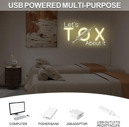Let's Tox about it, Botox Business Sign, Injector Spa Studio Decor, Botox Art LED Light, Beauty Spa Sign, Medspa Decoration, 15.7"x9.4", Warm White