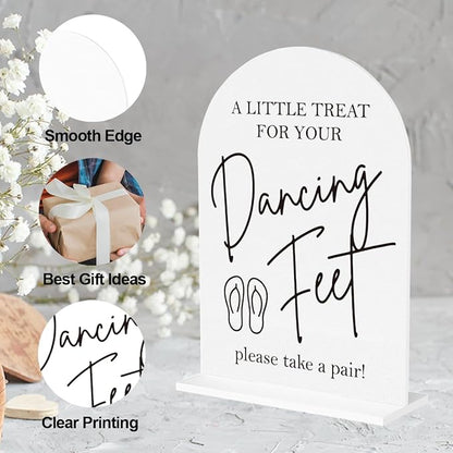 Dancing Feet Sign, Wedding Flip Flops Sign, Wedding Engagement Bridal Shower Reception Party Table Desk Acrylic Decor