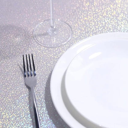 Fitable Silver Sequin Tablecloth for Parties 52x70 Inch - Sparkle Glitter Table Cloth Laser Rectangle Overlay for Wedding Baby Shower Ceremony Birthday Holiday Banquet
