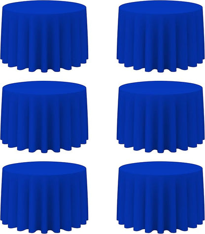 BRILLMAX 6 Pack Royal Blue Round Tablecloths 108 Inch - Circle Bulk Linen Polyester Fabric Washable Table Cloth Cover for Wedding Reception Banquet Birthday Party Buffet Restaurant