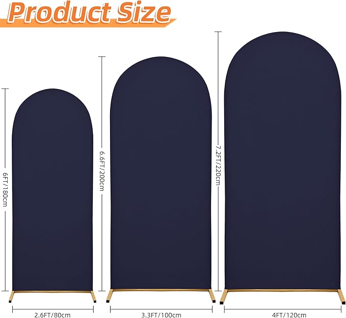 6.6FT Wedding Arch Covers Arch Backdrop Cover Arch Stand Covers Set Arch Cover Spandex Fabric Stretchy Backdrop for Wedding Birthday Party Decoration Baby Shower (Dark Blue)