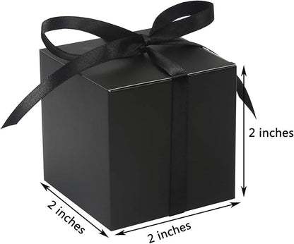 COTOPHER 60pcs Small Gift Boxes, Favor Boxes 2x2x2 inches Paper Gift Boxes with Ribbons Candy Box for Wedding Favors Baby Shower Bridal Shower Birthday Party (Black)