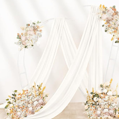 Ivory Wedding Arch Draping Fabric 29" x 20 FT White Drapes for Backdrop Sheer Curtains Wedding Drapes for Romantic Bridal Baby Shower Decorations Ceremony Birthday Party Fall Outdoor Events