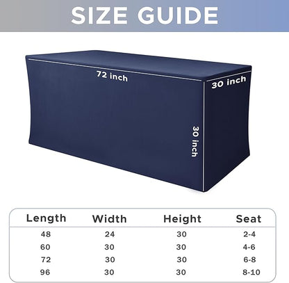 Nasitos Fitted Table Covers Stretch Spandex - 72 x 30 Inch - 4 Pack Navy Rectangle Table Clothes for 6 Foot Folding Tables, Wrinkle Resistant Tablecloths for Parties, Trade Show, Craft Show, Birthday