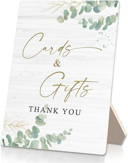 Cards & Gifts Sign, Wedding Party Decorations for Reception, Cards & Gifts Wooden Stand Signs 5x7 Inch for Wedding, Thank You Table Sign