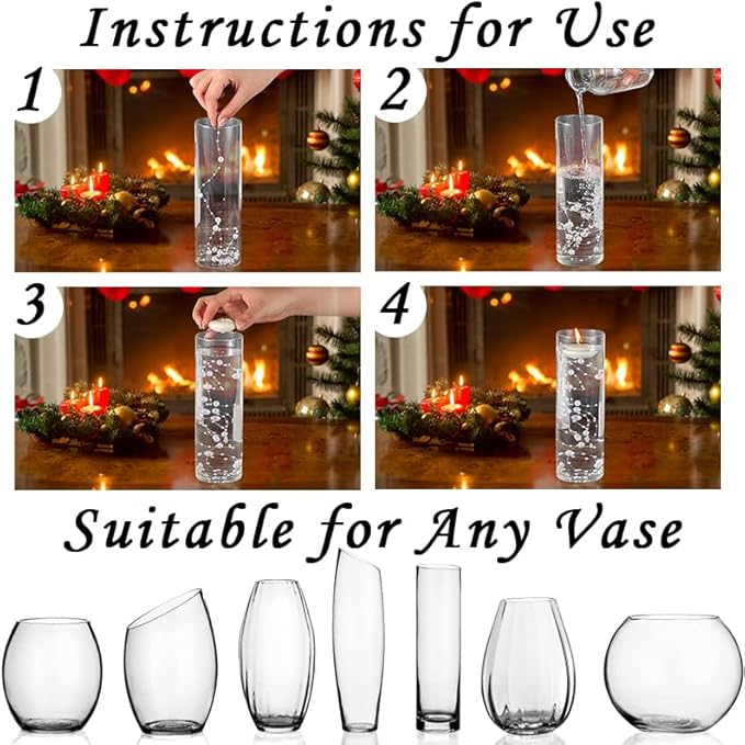 50pcs Pearls String Beads of Pearls, 10+5mm Silver Artificial Pearl String for Floating Candles Centerpieces, Vase Filler, Wedding Centerpiece Christmas Party Decor