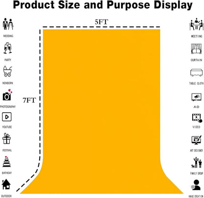 10x20FT Large Yellow Screen Backdrop Solid Color Screen Photo Backdrop Video Recording Curtain Party Decor Photography Studio Props