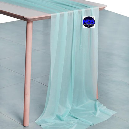 MDS Halloween Chiffon Table Runner - 25 Pack, 29 x 170 Inches, 14ft Each - Sheer Spooky Table Runners for Haunted House Parties, Trick-or-Treat Tables, Witchy Décor, Wedding & Events - Teal