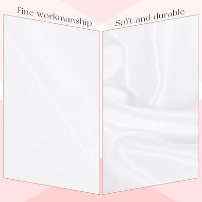 10 Packs Satin Tablecloth 57 x 108 Inch White Rectangular Table Cloth Silk Tablecloth Smooth Fabric Overlay Satin Table Cover Decoration for Wedding Party Banquet Events