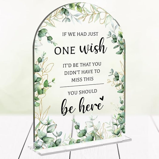 Wedding Sign Decor, You Should Be Here Sign, 5x7 Inch Arch Acrylic, Wedding Sign for Reception & Event, Bridal Shower Decorations, Wedding Table Sign Accessories for Anniversary And Party (Foliage)