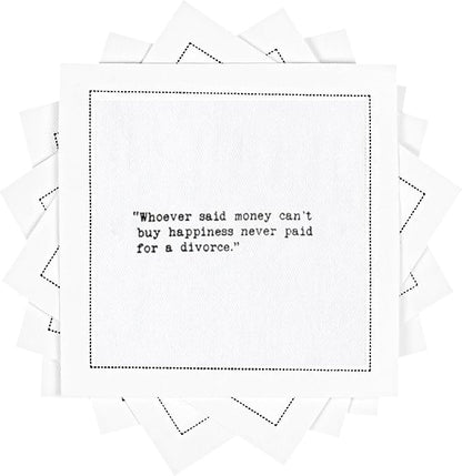 FIVE STAR NAPKINS Divorce Quotes, White Cotton Cocktail Napkins, Beverage Napkins, Bar Napkins, Cloth Napkins, Party Napkins, Events, Holidays, Weddings, Birthdays, Disposable, 4.5'' x 4.5''- (50x)