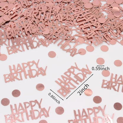 Rose Gold Birthday Confetti - 270 PCS Glitter Happy Birthday Decorations for Table