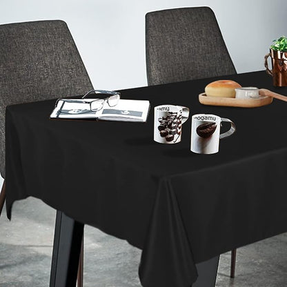 Fitable Rectangle Tablecloth Stain and Wrinkle Resistant Washable Polyester Table Cloth for Buffet Parties and Camping (54x78 inch, Black)