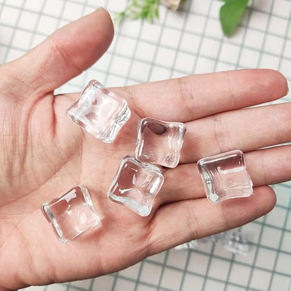 HappyFiller 22 PCS Large Crystal Square Fake Ice Cubes Acrylic Ice Rocks for Table Scatters,Vase Fillers,Party Decor,Graduations,Weddings,Anniversaries,Food Display,Floral,1 Inch