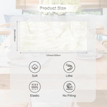 6 Pack White Cheesecloth Table Runner 35x120 Inch 10Ft Rustic Gauze Cheese Cloth Thanksgiving Table Runner Sheer Cheesecloth Table Runners for Wedding Party Bridal Shower Decoration