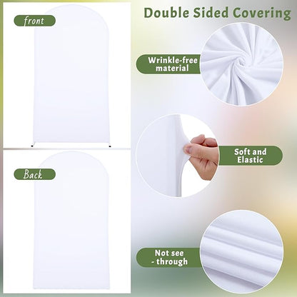 6FT White Arch Backdrop Cover - Polyester Fitted Wedding Arch Stand Covers Round Top Chiara Arch Backdrop Cover for Birthday Party Banquet Photo Background Decoration