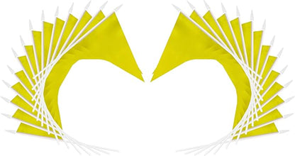 12 Pack Yellow Pennant Flags Small Mini Hand Held Solid Color Pennant On Sticks Flags with 12.6"Solid Pole & Spear Top,Party Events Celebration,School,Grand Opening,Kids Birthday,Sports Clubs,Flower Pot