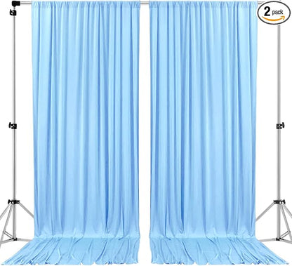 AK TRADING CO. 10 feet Wide x 12 feet Long IFR Polyester Backdrop Drapes Curtains Panels with Rod Pockets - Wedding Ceremony Party Home Window Decorations - (Light Blue)