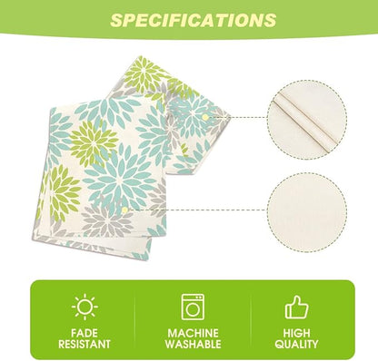 Artoid Mode Green Dahlia Floral Pinnata Summer Table Runner, Spring Kitchen Dining Table Decoration for Home Party Decor 13x72 Inch