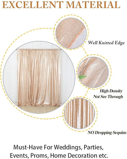 ShinyBeauty PHOTOBOOTH Backdrop Best Choice 4FTx7FT Champagne Sequin Fabric, Copper Sequin Curtains, Wedding Photography Backdrop (Buy it Now)