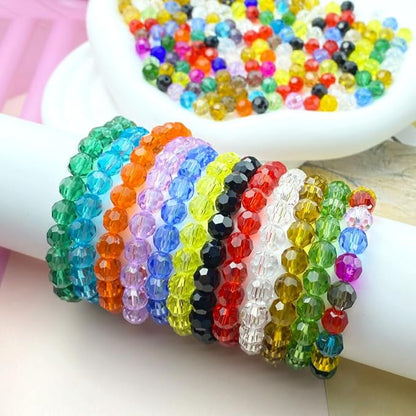 100 PCS 8mm Crystal Glass Beads Round Multiple Faceted Loose Spacer Glass Beads for DIY Handcrafte Bracelet Necklace Earring Jewelry Making(Amber)