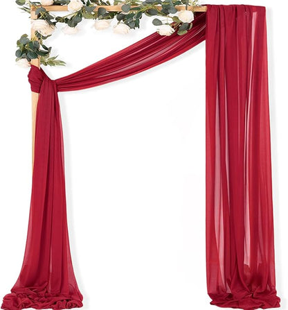MLMC Red Wedding Arch Draping Fabric 1 Panel 29" x 20 FT Extra Long Gauze Drapes Sheer Backdrop Curtains 6.6 Yards Airy Outdoor Drapery Panels for Wedding Baby Shower Birthday Decor