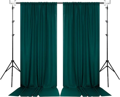 MYSKY HOME 10ft x 8ft Green Backdrop Curtains for Parties, Weddings, Stage, Baby Showers, Birthdays - 5ft x 8ft, 2 Panels