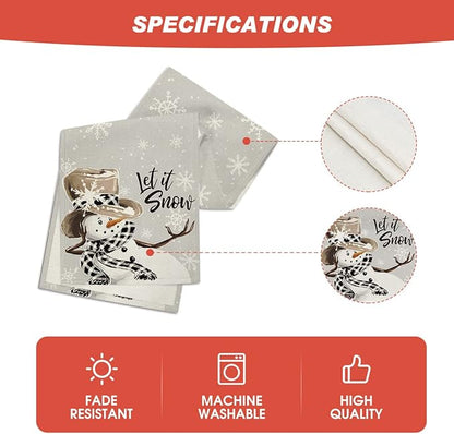 Artoid Mode Grey Snowman Snowflake Let it Snow Christmas Table Runner, Seasonal Winter Kitchen Dining Table Decor for Home Party Indoor 13x108 Inch