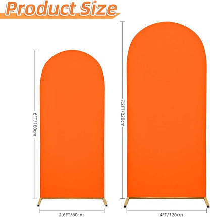 Wedding Arch Covers Arch Backdrop Cover Arch Stand Covers 7.2FT 6FT Set of 2 Arch Cover Spandex Fabric Stretchy Backdrop for Wedding Birthday Party Decoration Baby Shower (Candy Orange)
