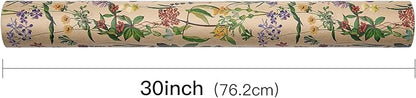 RUSPEPA 30" X 100' Wildflower Floral Wrapping Paper Large Kraft Paper Roll for Women, Jumbo Roll, Herbal Kraft Wrapping Paper for Christian Gifts, Birthdays, Weddings, Bridal Shower and Engagement